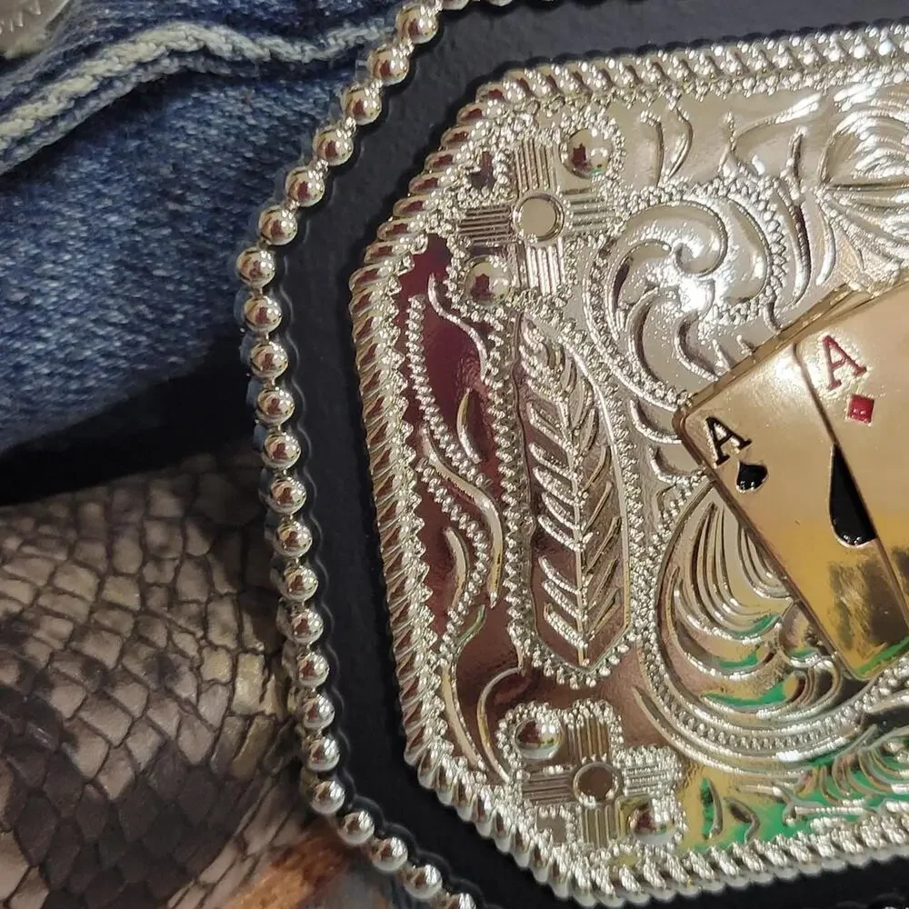 Four aces western belt buckle